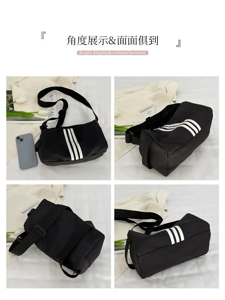 Blue Striped Nylon Fitness Bag for Women Large Capacity — feature 6