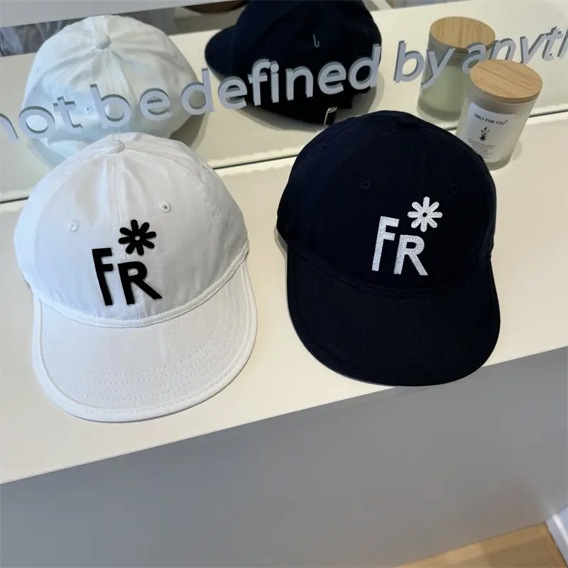 Women FR Embroidered Baseball Cap Brown Black White