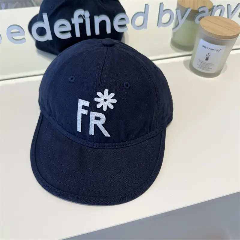 Women FR Embroidered Baseball Cap Brown Black White