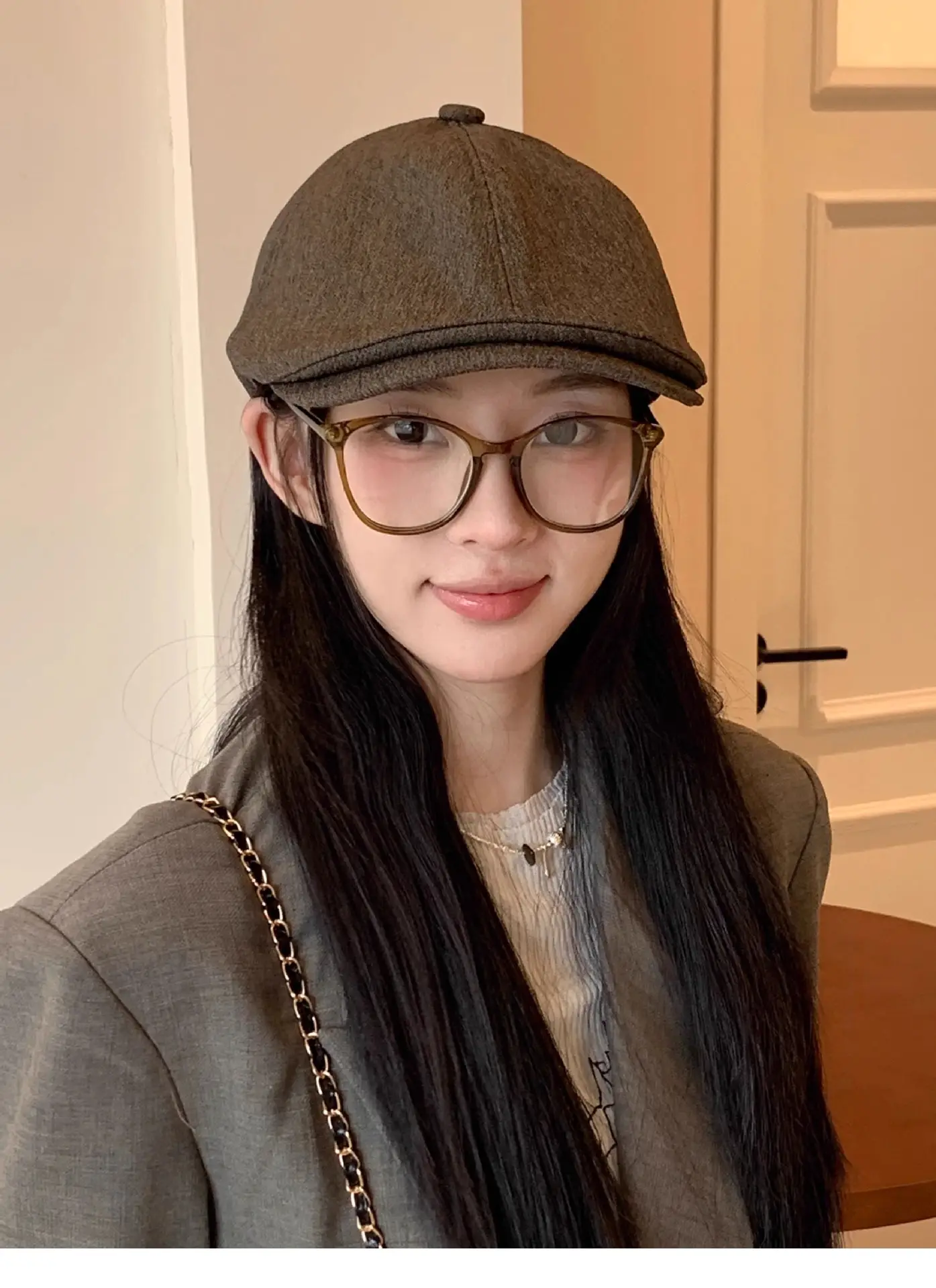 Women White Cap Retro Distressed Spring Autumn Beret Small — feature 7