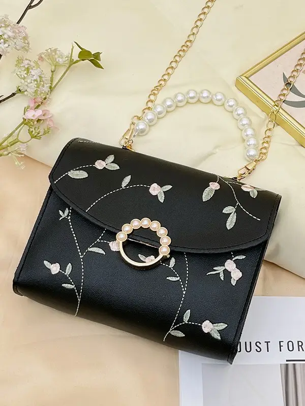 Yellow Pearl Chain Handbag for Women - Image 7