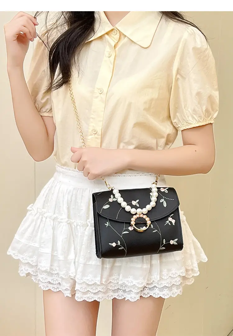 Yellow Pearl Chain Handbag for Women — feature 14
