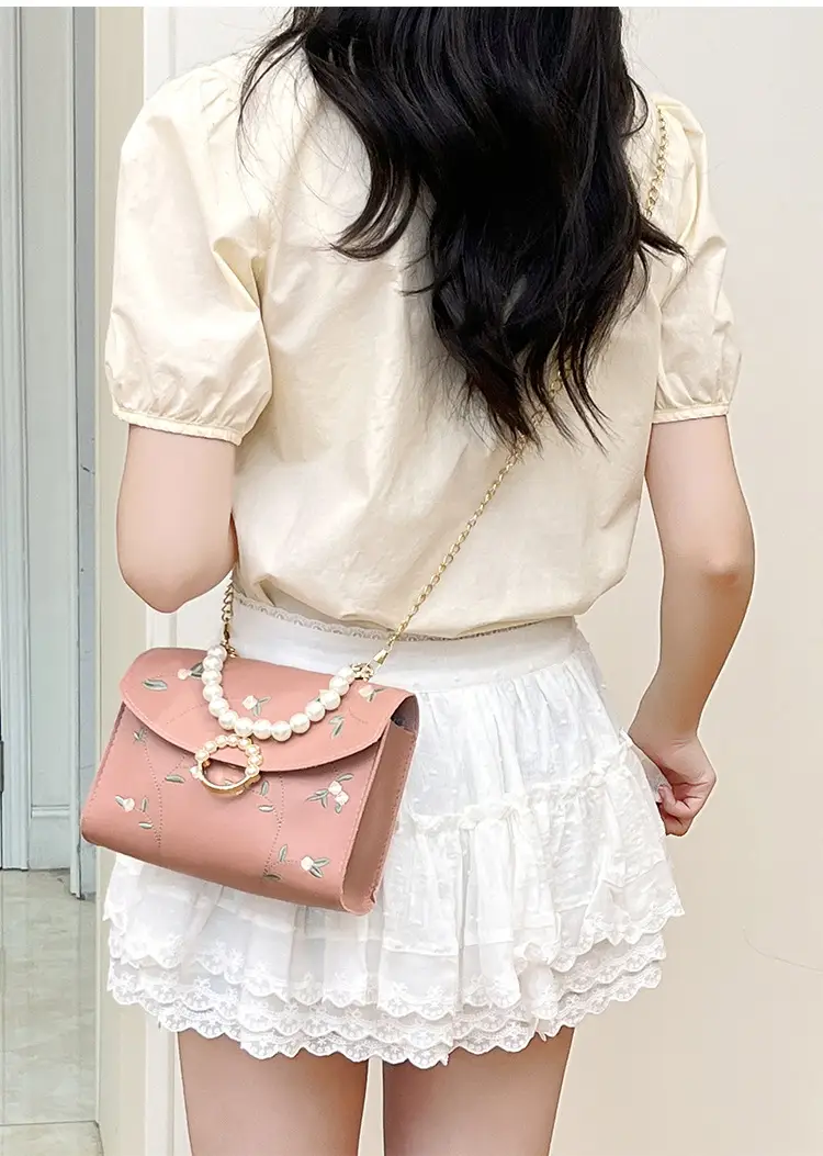 Yellow Pearl Chain Handbag for Women — feature 17