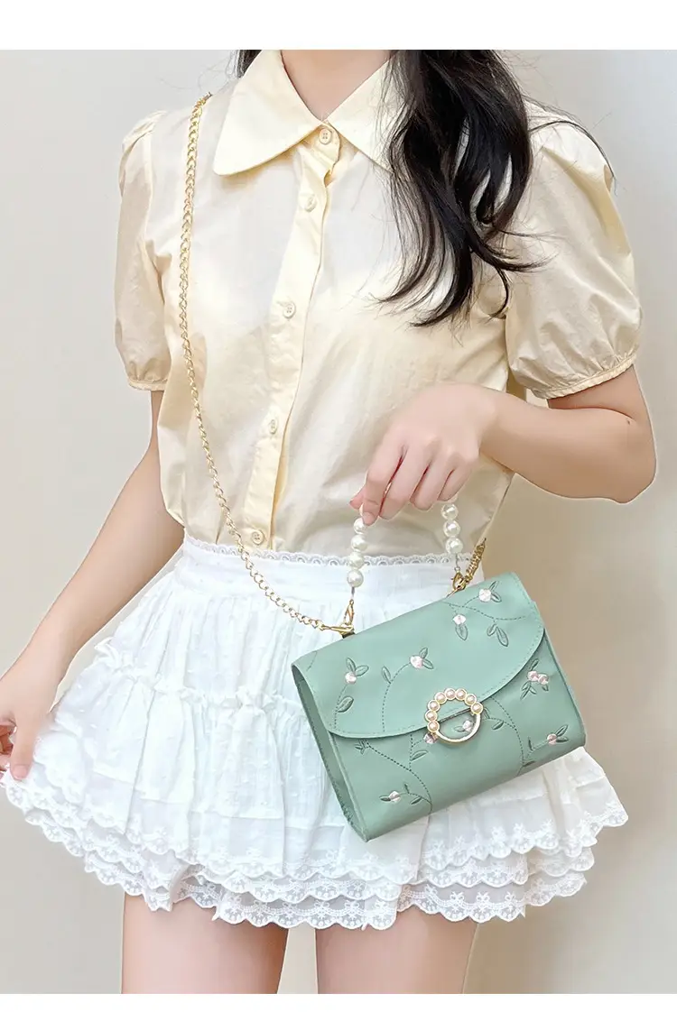 Yellow Pearl Chain Handbag for Women — feature 18