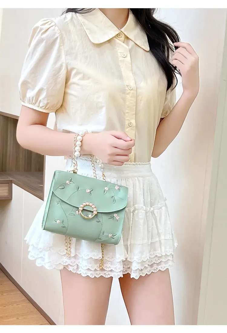 Yellow Pearl Chain Handbag for Women — feature 19