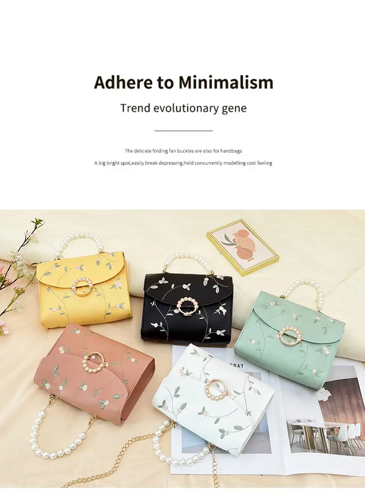 Yellow Pearl Chain Handbag for Women — feature 2