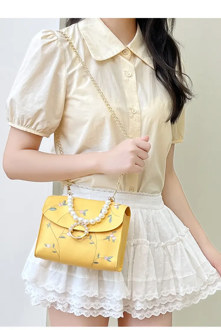 Yellow Pearl Chain Handbag for Women — feature 21