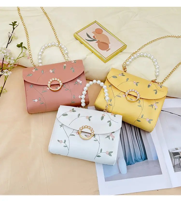 Yellow Pearl Chain Handbag for Women — feature 24