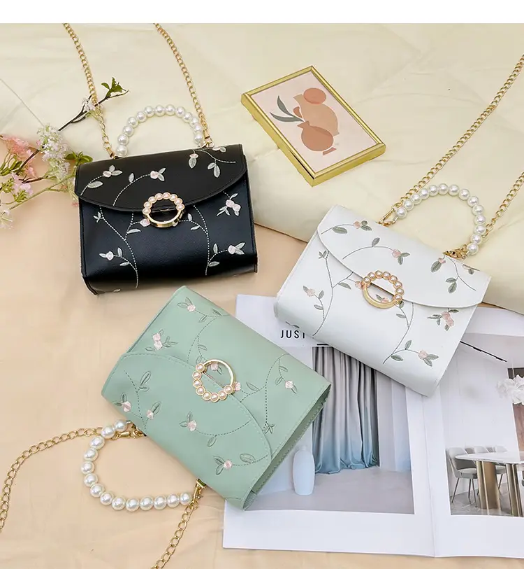 Yellow Pearl Chain Handbag for Women — feature 25