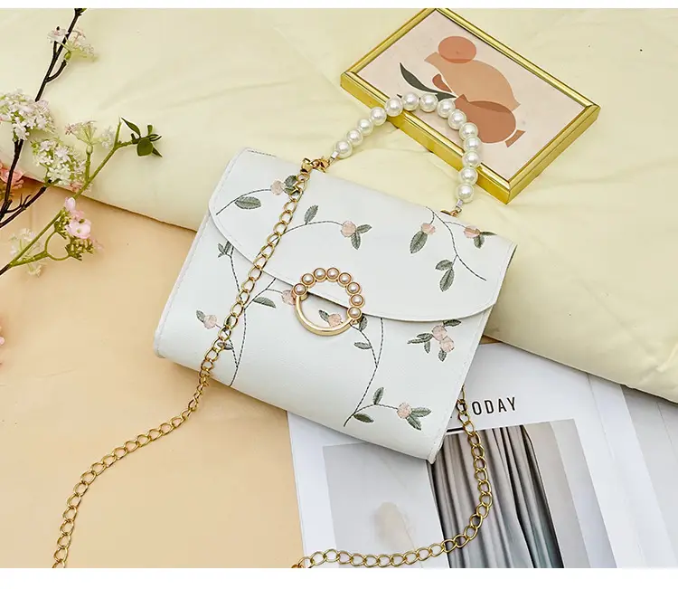 Yellow Pearl Chain Handbag for Women — feature 27