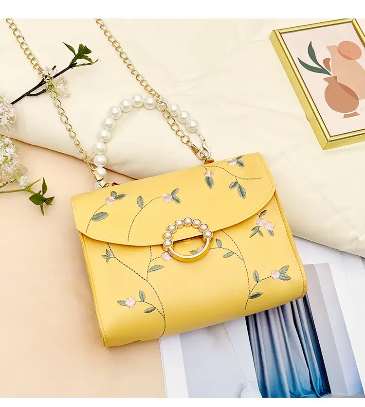 Yellow Pearl Chain Handbag for Women — feature 34