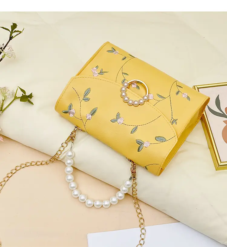 Yellow Pearl Chain Handbag for Women — feature 35