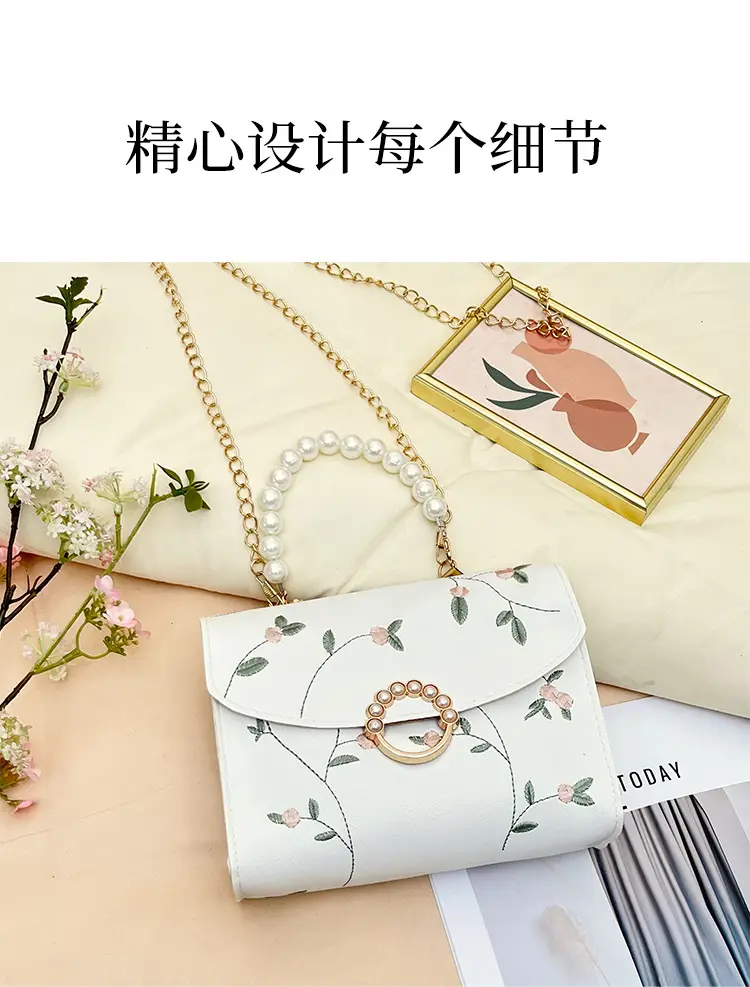 Yellow Pearl Chain Handbag for Women — feature 4
