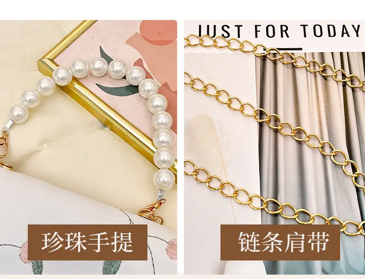 Yellow Pearl Chain Handbag for Women — feature 5