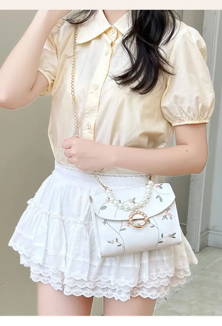 Yellow Pearl Chain Handbag for Women — feature 8