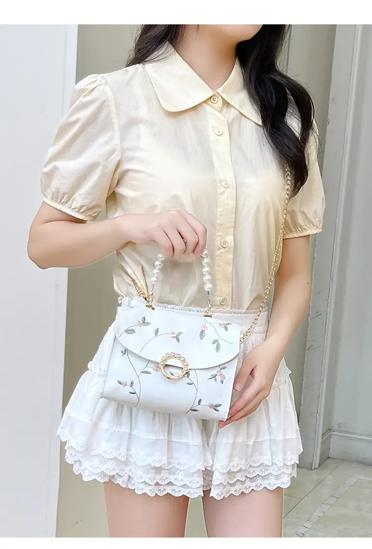 Yellow Pearl Chain Handbag for Women — feature 9