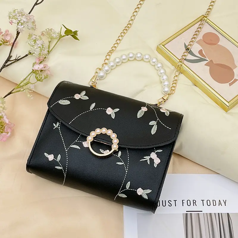 Yellow Pearl Chain Handbag for Women