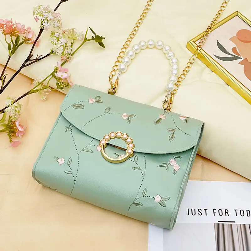Yellow Pearl Chain Handbag for Women - Image 5