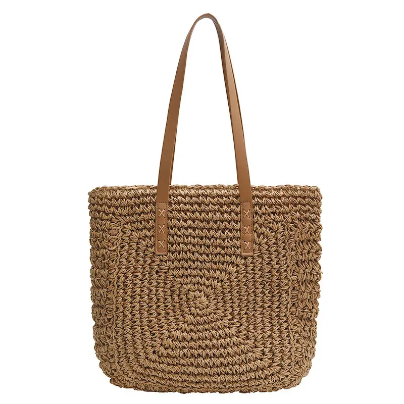 Hand-Woven Straw Tote Bag for Women Large Capacity Beach Travel - Image 2