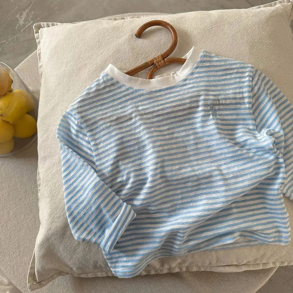 New Kids T-Shirt Striped Cotton Light Blue - Image 4