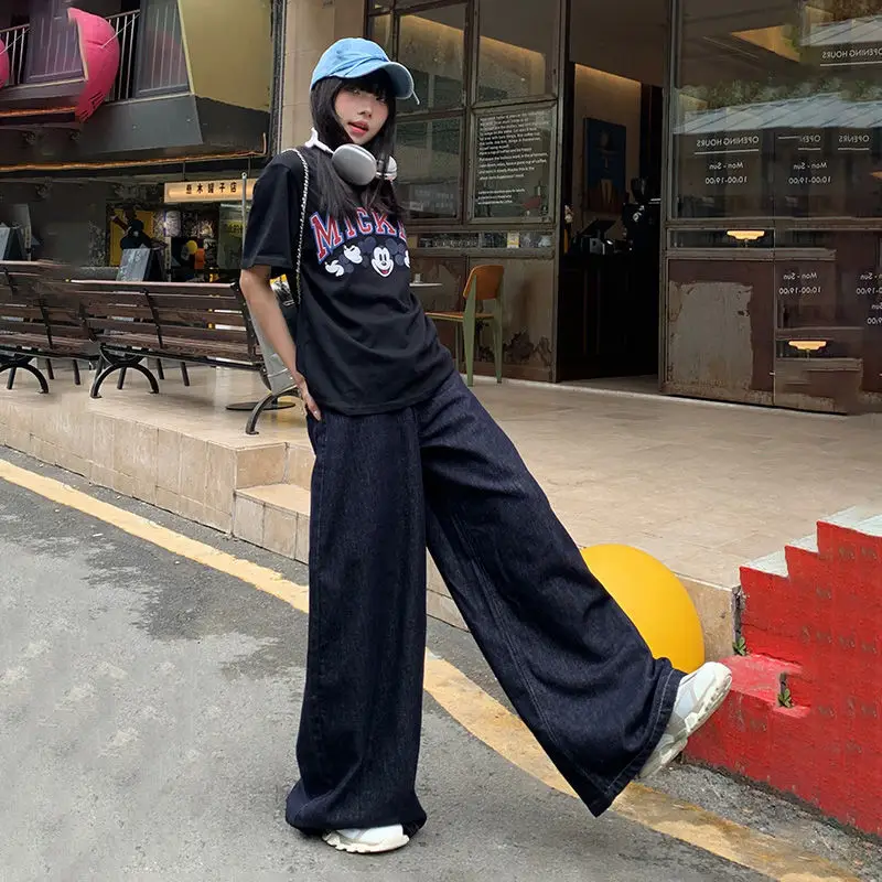 Dark Blue Loose Wide Leg Jeans 2025