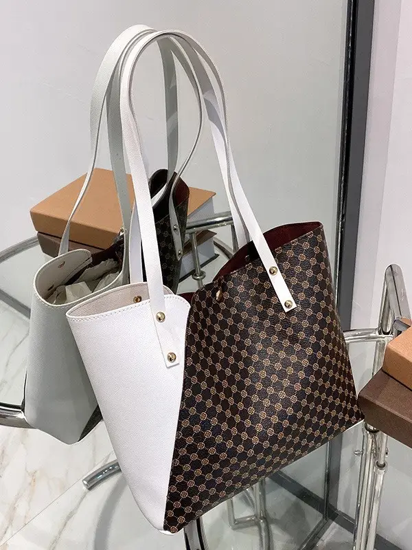 2025 Large Capacity Women's Black White Tote Bag - Image 8