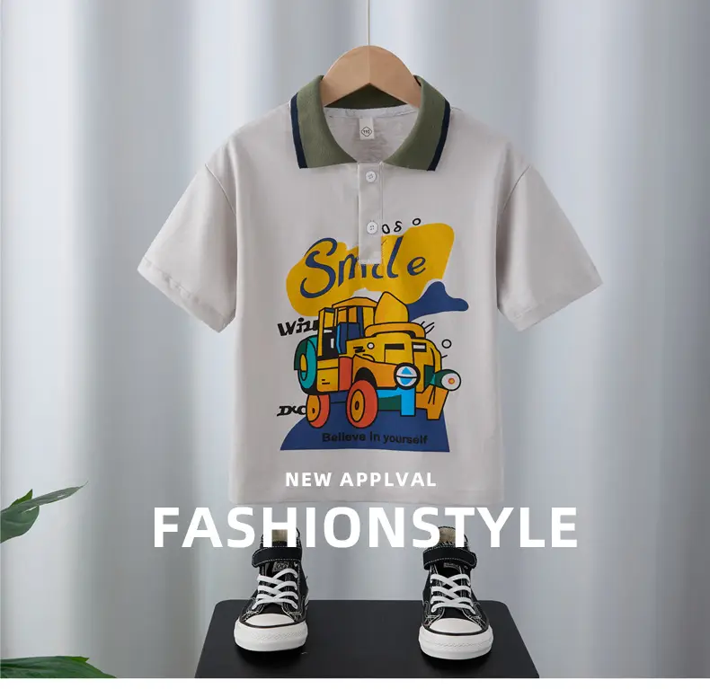 Boys Pure Cotton Street Style Polo Shirt 2025 Summer — feature 1