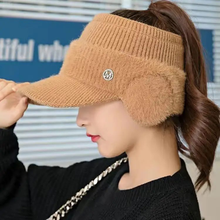 Women's Warm Winter Visor Hat with Letter Logo - Image 5
