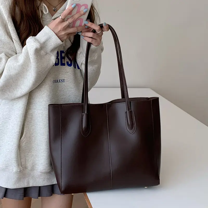 2026 Brown Textured Tote Bag for Women Large Capacity — feature 2
