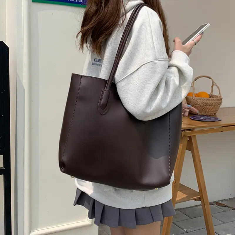 2026 Brown Textured Tote Bag for Women Large Capacity — feature 6