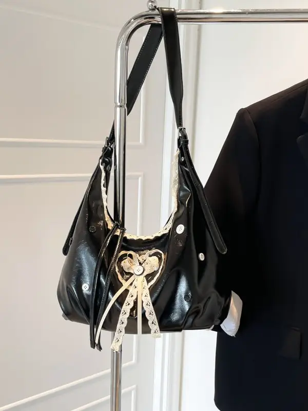 Women's Cream Crossbody Bag with Lace Trim
