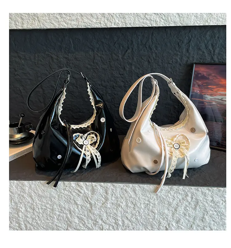 Women's Cream Crossbody Bag with Lace Trim — feature 1
