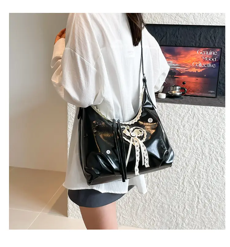 Women's Cream Crossbody Bag with Lace Trim — feature 10