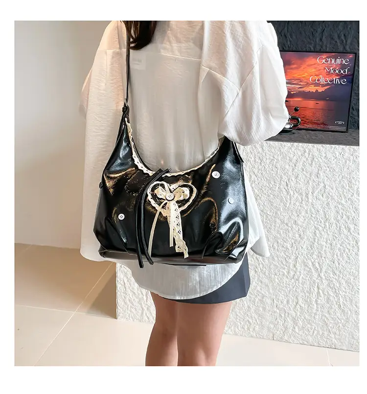 Women's Cream Crossbody Bag with Lace Trim — feature 11