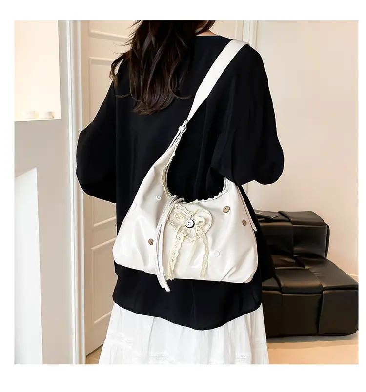 Women's Cream Crossbody Bag with Lace Trim — feature 12