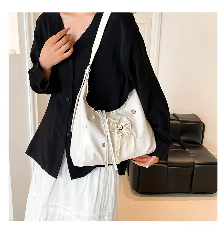 Women's Cream Crossbody Bag with Lace Trim — feature 13