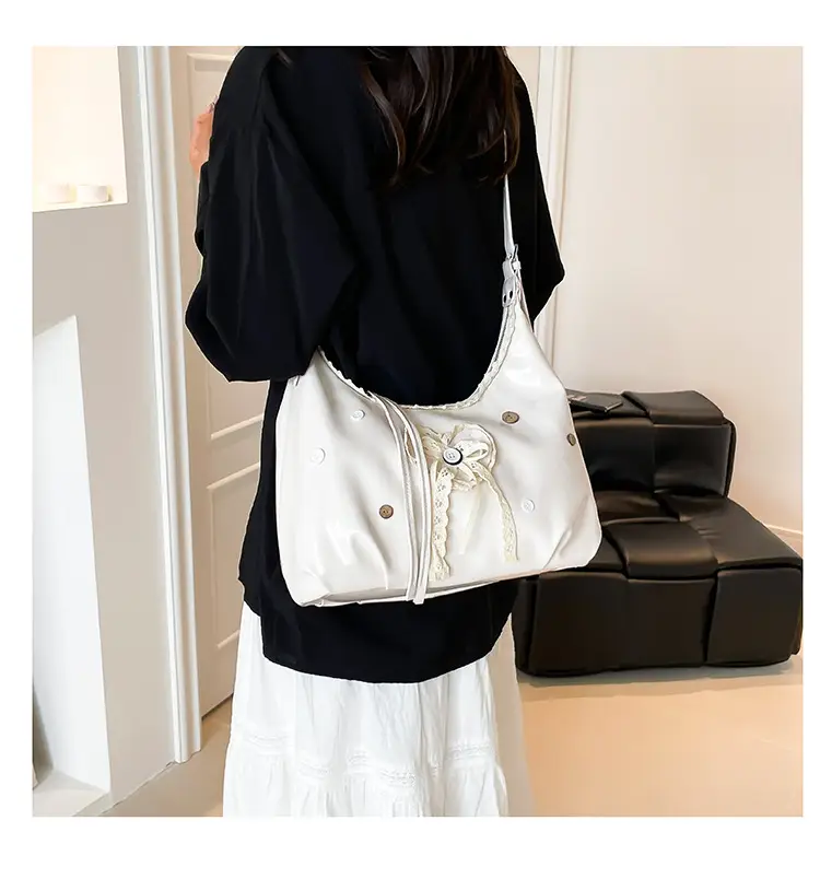 Women's Cream Crossbody Bag with Lace Trim — feature 15