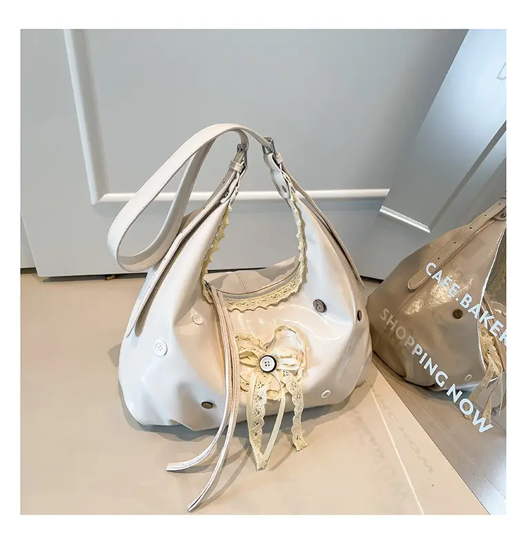 Women's Cream Crossbody Bag with Lace Trim — feature 19