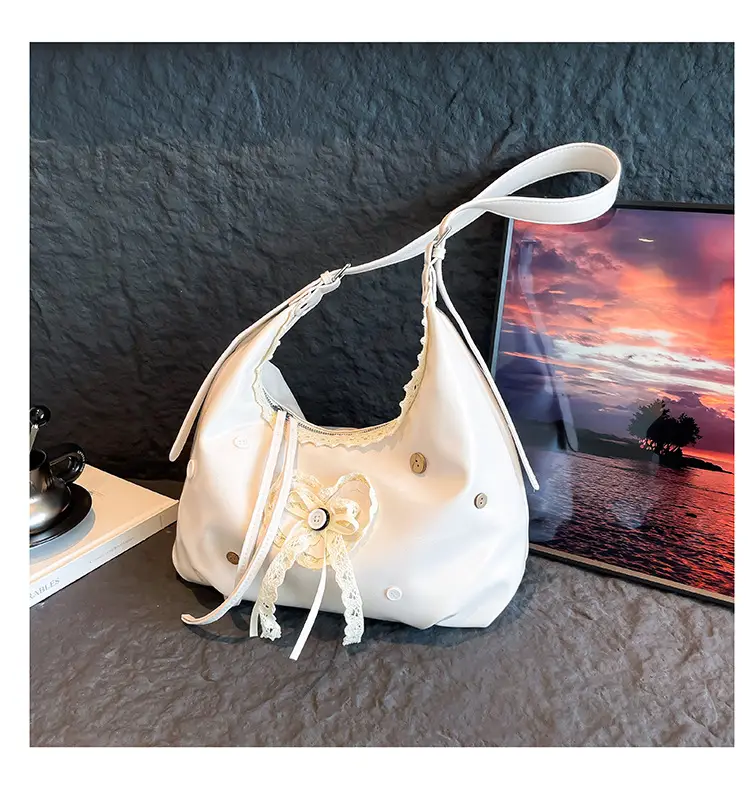 Women's Cream Crossbody Bag with Lace Trim — feature 20