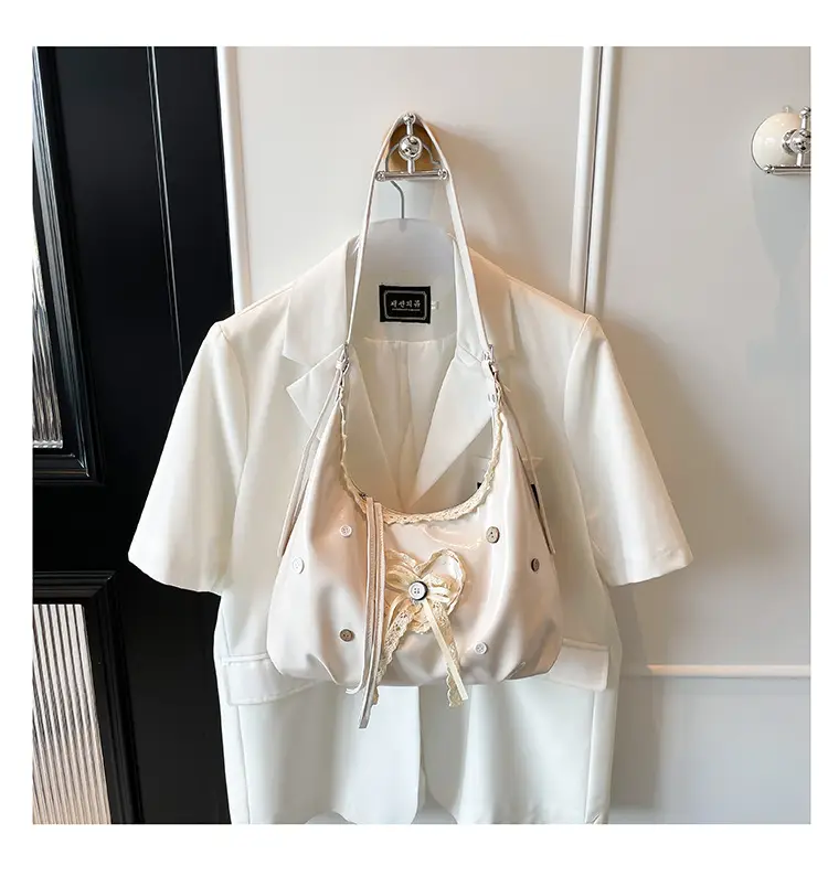 Women's Cream Crossbody Bag with Lace Trim — feature 21