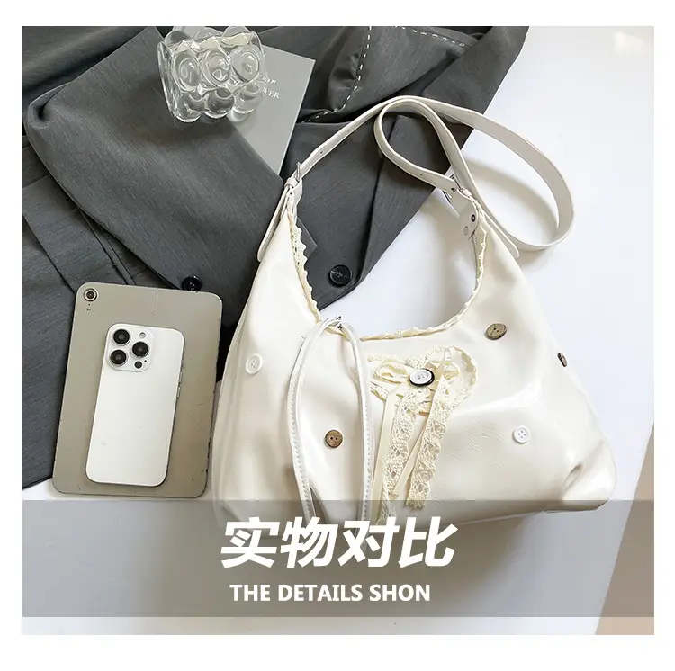 Women's Cream Crossbody Bag with Lace Trim — feature 6