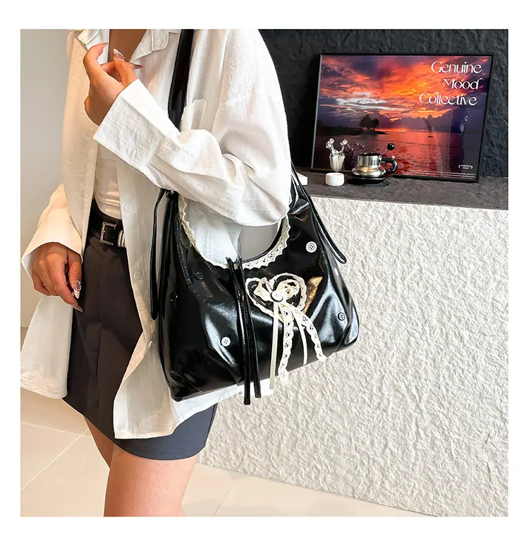 Women's Cream Crossbody Bag with Lace Trim — feature 8