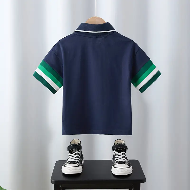 Boys 2025 Yes Embroidered Polo Shirt Navy - Image 2