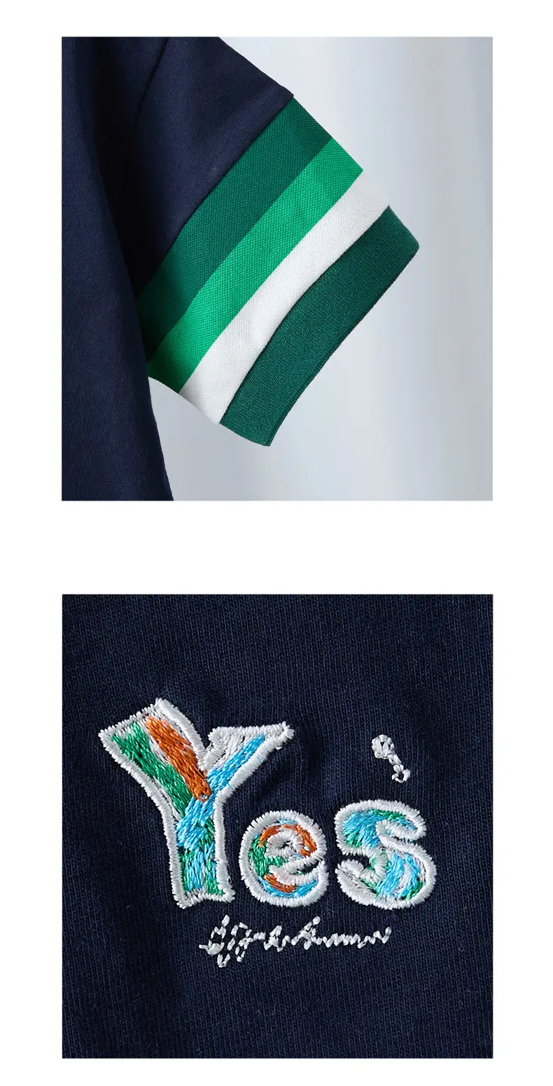Boys 2025 Yes Embroidered Polo Shirt Navy — feature 5
