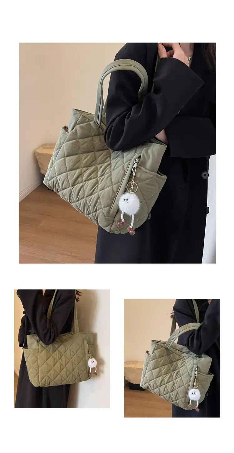 Women Quilted Shoulder Bag Olive Green 2023 New — feature 11