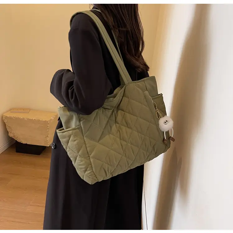Women Quilted Shoulder Bag Olive Green 2023 New — feature 48