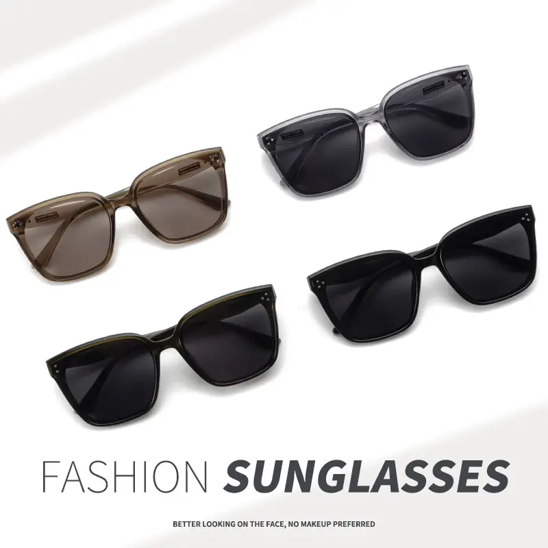 Black Retro Sunglasses Anti-UV Driving Large Face Slimming - Image 6
