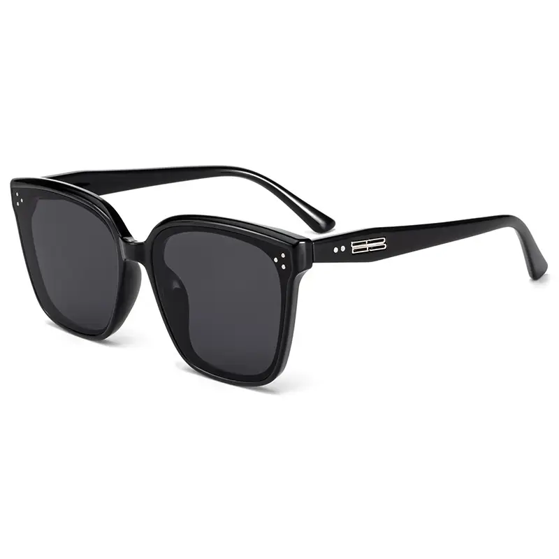 Black Retro Sunglasses Anti-UV Driving Large Face Slimming