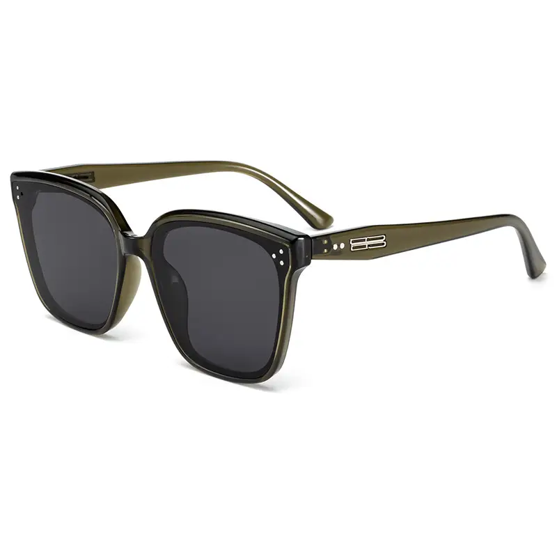 Black Retro Sunglasses Anti-UV Driving Large Face Slimming - Image 2