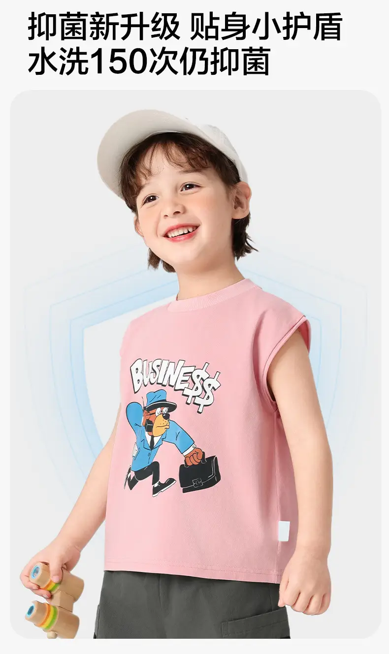 Right European Boys Sleeveless T-Shirt Pink 2025 — feature 3